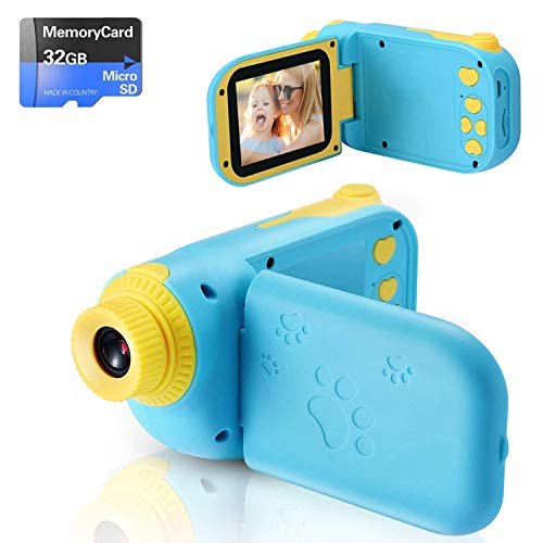 Fotocamera per Bambini Giocattolo Videocamera Digitale per Bambini Giocattolo per Bambini Schermo HD da 2.4 pollici 1080P con 32 GB TF Card Giocattoli da Regalo da 3 a 12 anni Ragazzi e Ragazze (blu)