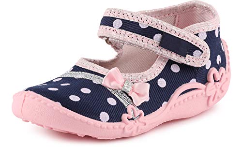 Ladeheid Pantofole a Strappo Bambina LAVI0001 (Blu Navy/Dots, 26 EU)