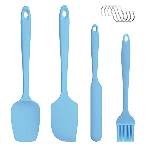 Ozvavzk Spatole in Silicone Set,4 PCS Spatola da Cucina Utensili con Anima in Acciaio Inossidabile, Senza Cuciture, Antiaderente,Spatola Silicone per Pasticceria Cuocere, Grigliare, Mescolare(Blu)