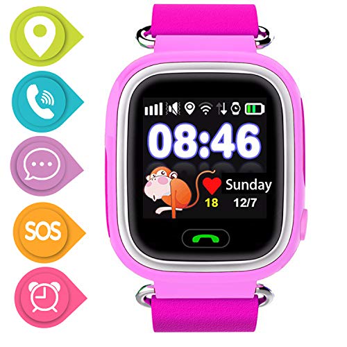 GPS Smartwatch per Bambini, Orologio Telefono con GPS Locator Chat Vocale SOS Vocale Anti-lost da Polso Ragazzi Ragazze Bracciale Regalo Compatibile con Controllo Genitore Smartphone, Rosa