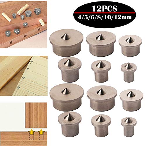 CESFONJER 16 pcs perno centro di allineamento lavorazione del legno punte strumento centro di marcatura trapano, 4/5/6/8/10/12 mm centro di centraggio punte perno set di perni (Solid)