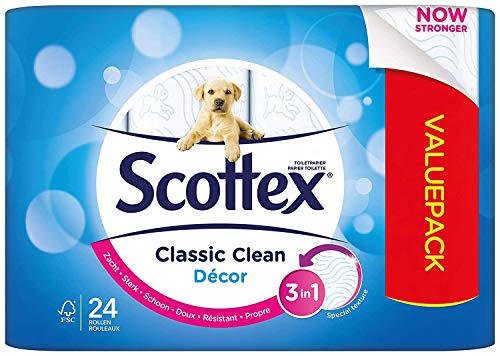 Scottex Classic Clean Décor, carta igienica, 24 rotoli