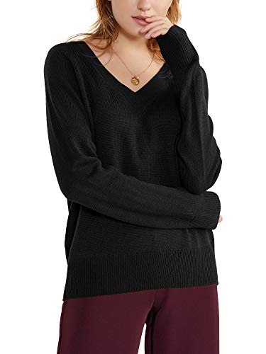 Woolen Bloom Maglione Donna Pullover Scollo a V Felpa Elegante Maglia Casual Manica Lunga Sweatshirt Autunno Inverno Tops