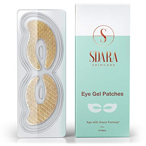 Sdara - maschera occhi oro 24K - per ridurre occhiaie, rughe e gonfiore - pad in gel - 6 pezzi