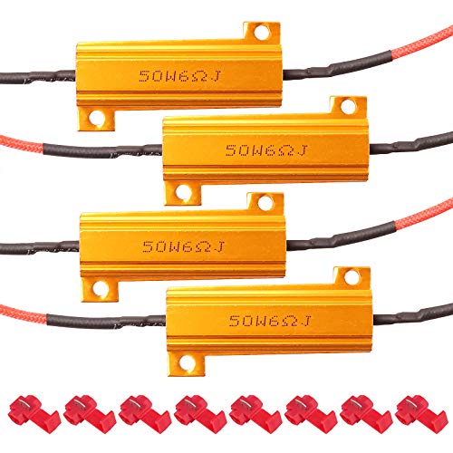 Kinstecks ​​4PCS 50W 6Ohm Resistori di carico a LED Resistenza di segnale a LED Adattatore per lampeggiatore Errore di correzione flash per indicatori di direzione a LED Luci di targa a LED DRL