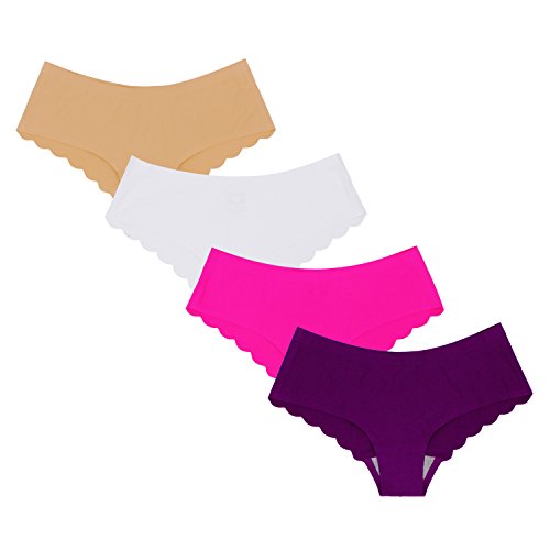 SHEKINI Mutandine Invisibile Stile Bikini sennza Cuciture di Colore Puro a Vita Bassa Mutande Slip Invisibili Bassa Lingerie Intimo da Donna Pacco da 4/6 (L, C)