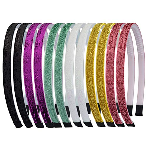 12 Pezzi Cerchietti per Capelli Glitter Velvet Fascia Ribbon Multicolore Hairbands Accessori per Capelli 6 Colori