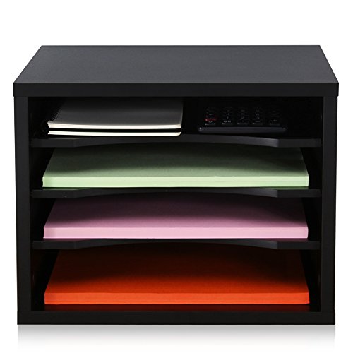 FITUEYES - DO403501WB, Organizer da scrivania, in legno, colore: Nero