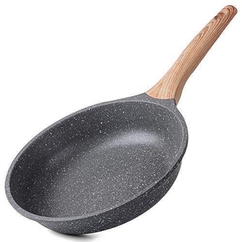 Alluminio Padelle a Saltare Antiaderente da 28cm, Tegame Antiaderente Rivestimento Granito, Pentole a Induzione Pentole Padella Frittata. (Grigio, 28cm)