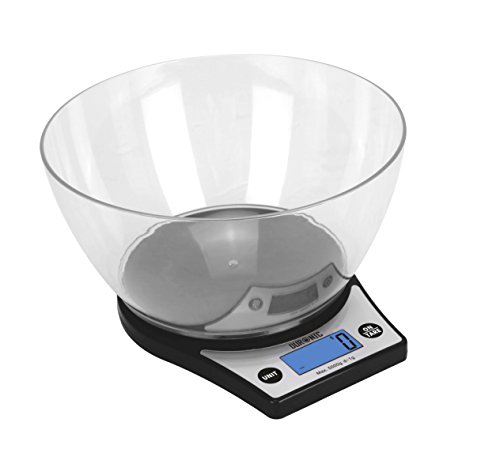 Duronic KS6000 – Bilancia da cucina elettronica - Ciotola in Plastica 2L - Portata 1g / 5 kg - Display Digitale - Funzione Tara