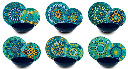 Excelsa Mandala Mediterraneo Servizio Piatti 18 Pezzi, Porcellana e Ceramica, Multicolore