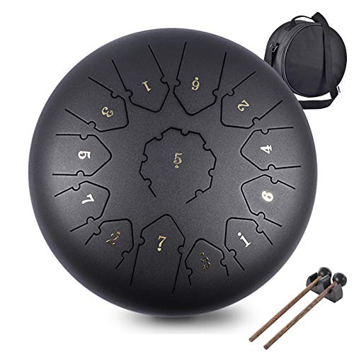 Tamburo in Acciaio, WZTO 13 Note 12 Pollici Steel Tongue Drum Pan Drum Strumento a percussione Handpan Tamburo Con Mazze Per Meditazione Personale Esibi