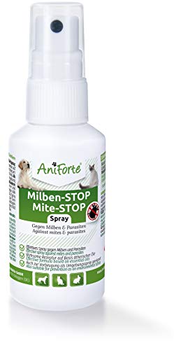 AniForte Mite Stop Spray 50 ml per Gatti, Cani, Animali Domestici e Animali da Fattoria, Difesa Naturale Contro Insetti, parassiti e parassiti