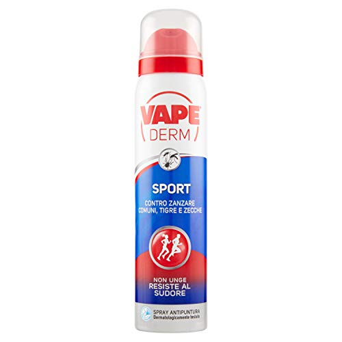 Vape Derm Sport Spray Repellente Zanzare Adatto alle Attività Sportive, fino a 6 Ore