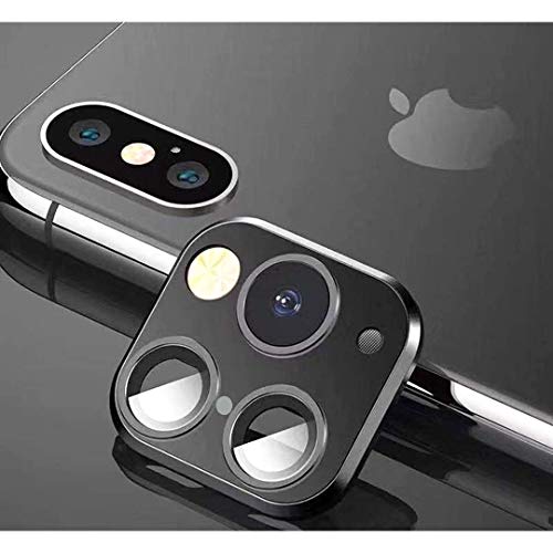 FTYSXP Modifica dell'obiettivo della Fotocamera Secondi modificati Cambia Cover per iPhone X XS XS/Max Adesivo Fotocamera Falsa per iPhone 11 PRO Max Metal Protector Cambia in iPhone PRO/Max (Nero)