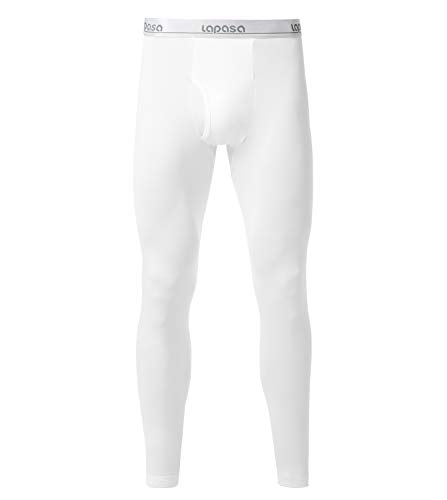 LAPASA Uomo Pantaloni Termici Pacco da 2 o 1 - Ti Tiene al Caldo Senza Stress- Intimo Invernale Lightweight M10 (Bianco(Pacco da 1), Large)