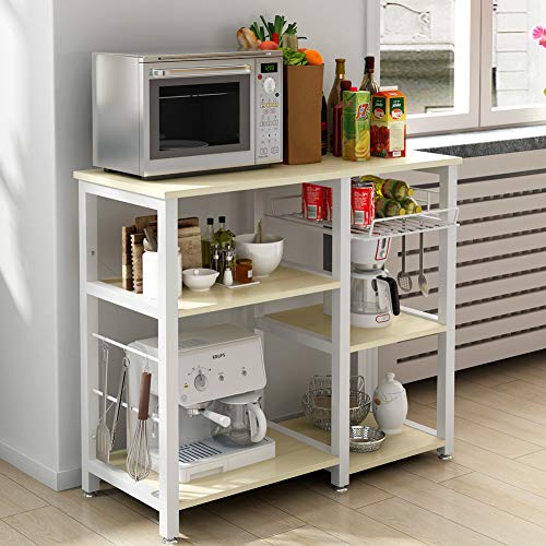 DlandHome Scaffale Cucina Microonde Carrello Cucina Supporto per Microonde Mensola Armadio da Cucina per Ripiani da Cucina,DEUWK-W5S-Maple