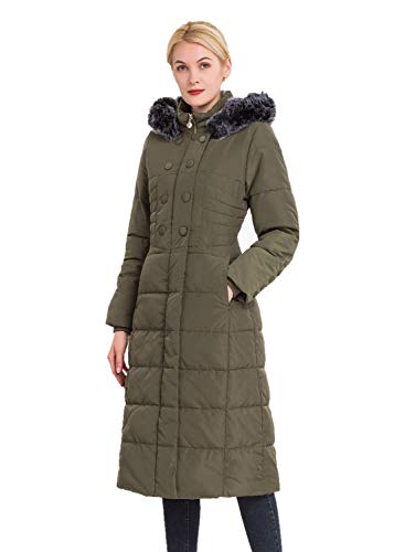 Polydeer Piumino Max Lungo Cappotto con Cappuccio Ispessito Vegan Down Winter Parka da Donna|Amy Green|Xtra Piccolo