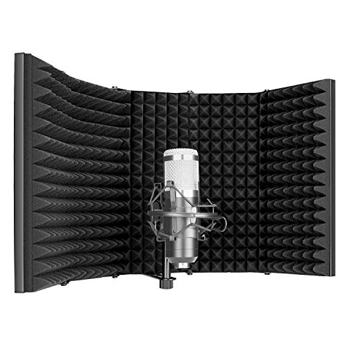 Neewer Schermo d’Isolamento Fonoassorbente in 5 Parti con Schiuma a Densità Alta Frontale & Ventilata Piastra Posteriore in Metallo, Compatibile con Blue Yeti, Microfoni a Condensatore ecc.