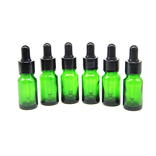 Yizhao Verde Bottiglie Contagocce Vetro 10 ml, con Pipette Contagocce Vetro, per Laboratorio,Olio Essenziale, Aromaterapia– 12 Pcs