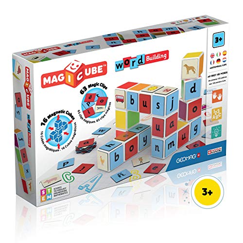 Magicube Word Building - 16 cubi + 63 clip - Gioco di Costruzione con Cubetti Magnetici