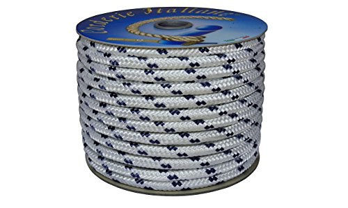 Corderie Italiane 006000747 Treccia Nautica 10MM-050MT, Bianco con Segnalino Blu
