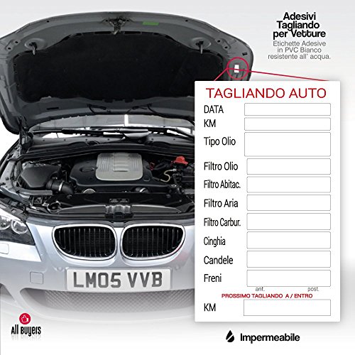 2AINTIMO Adesivi Etichette PVC tagliando Auto generici per Auto Olio Freni Candele Aria Cinghie (10)