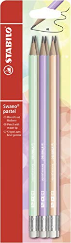 Matita con Gommino - STABILO Swano pastel - Gradazione HB - Pack da 6 - Giallo Banana/Carta da zucchero/Verde Menta/Glicine/Rosa Pesca/Rosa Antico