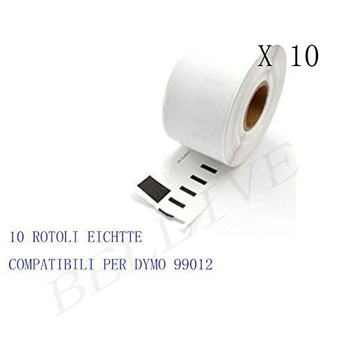 10 Rotoli Etichette adesive compatibile per DYMO 99012 89mm X 36mm Dymo LabelWriter 310, 320, 330, 330 Turbo, 400, 400 Turbo, 400 Twin Turbo, 400 Duo, 450, 450 Turbo, 450 Twin Turbo, 450 Duo.