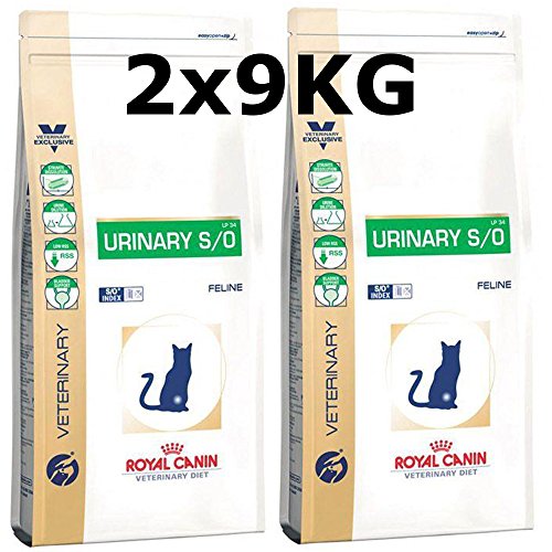 Royal Canin Urinary S/O Cat LP 34 - Mangime secco per gatti, 2 x 9 kg = 18 kg
