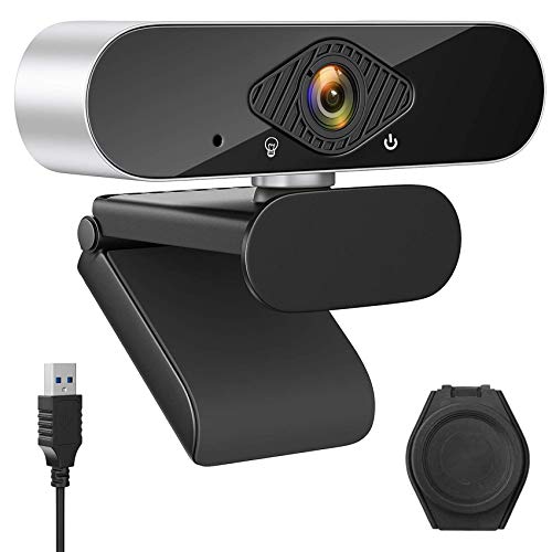 GeekerChip Webcam 1080p Full HD,PC Webcam con Microfono e Webcam Cover,USB 2.0 Videocamera,per Laptop,Computer,PC, Desktop,per Video dal Vivo,Conferenze,Videochiamate,Lezioni Online e Giochi