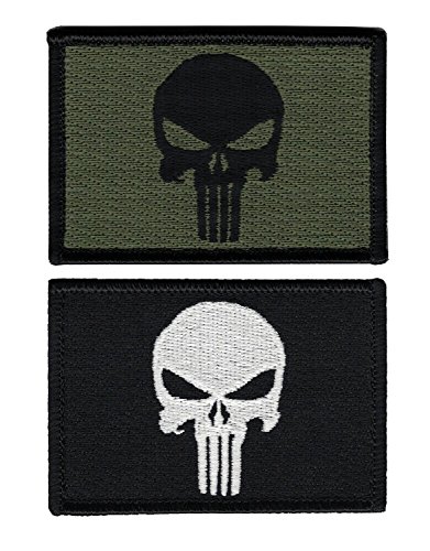 Titan One Europe - Punisher Skull Tactical Military Morale Patch Set Of 2 Patches Set Di 2 Toppe Ricamate Tattico Militare