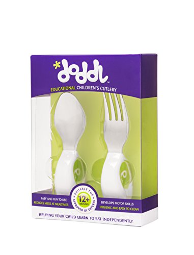 Confezione di cucchiai e forchette Doddl - Per neonati o bambini di età superiore ai 12 mesi (Verde lime)