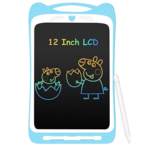 AGPTEK Tavoletta Grafica LCD Scrittura 12 Pollici Colorato, con Pulsante di Blocco, Lavagna da Disegno Portatile per Bambini Studenti Progettista Blu