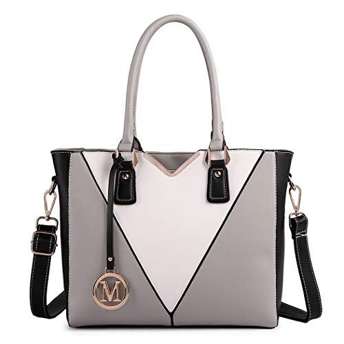 Miss Lulu Donna Borse a Mano Borsa Tote Tracolla in Pelle PU Borsetta da Donna (grigio)