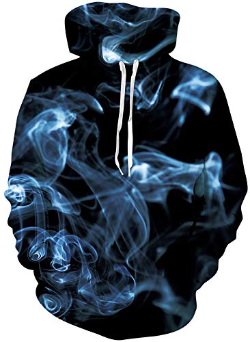 Loveternal Fumo Felpa Ragazzo 3D Stampato Smoke Hoodie Fresco Leggero Pull Girocollo Sweatshirt per Donna Uomo L
