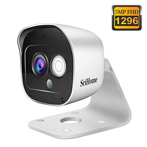 Telecamera di Sorveglianza WiFi SriHome SH029, Videocamera 1296P Wireless Interno e Esterno, Telecamera di Sicurezza IP66 Impermeabile con Visione Notturna Sensore di Movimento Audio Bidirezionale