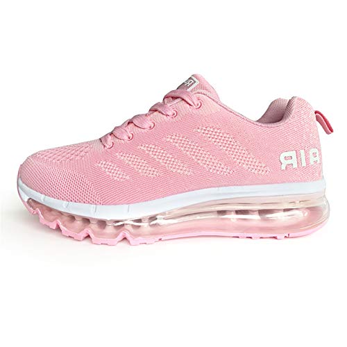 Scarpe da Ginnastica Donna Uomo Sportive Sneakers Running Air Scarpe per Outdoor Fitness Corsa Walking Pink 35 EU