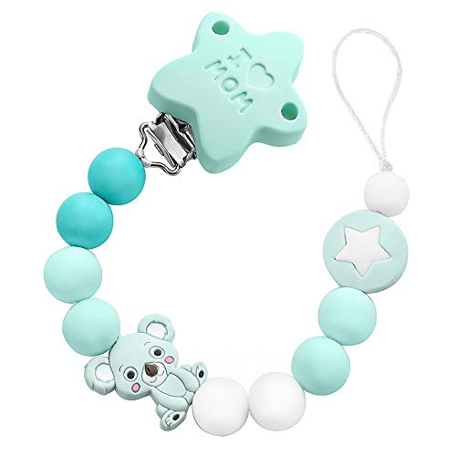 I LOVE MOM - Catenelle porta Succhietto,Koala Catenella Portaciuccio,Neonato Silicone Dentizione Porta Massaggiagengive Ciuccio Catena Ragazzo Ragazze Baby Shower Regali (Verde)