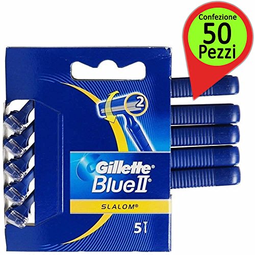 Rasoio usa e getta gillette blue ii slalom confezione da 50 rasoi (1000061836)