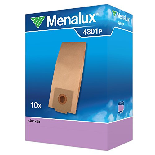 Menalux 4801P - Sacchetti per aspirapolvere in carta per Kärcher T7/1, T9/1 e T10/1, 10 pezzi