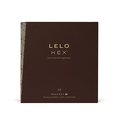 LELO HEX Respect, Raffinati Preservativi XL con Innovativa Struttura Esagonale, Preservativi Sottili e Robusti in Lattice, Lubrificati (Confezione da 36)