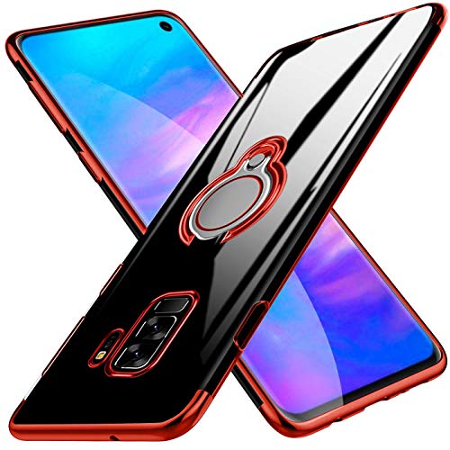 kadixini Cover Samsung Galaxy S9 Plus Ring 360°Regolabile Anello Magnetica Supporto Ring TPU Case Silicone Custodia Samsung Galaxy S9+ Rosso