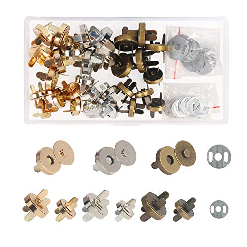 ZERHOK Snap Magnetico 30 Set Bottoni magnetici Materiale Metallico di Alta qualità Fai da Te Artigianale Cucito Bottoni per Artigianato Borse Abiti in Pelle 3 Colori