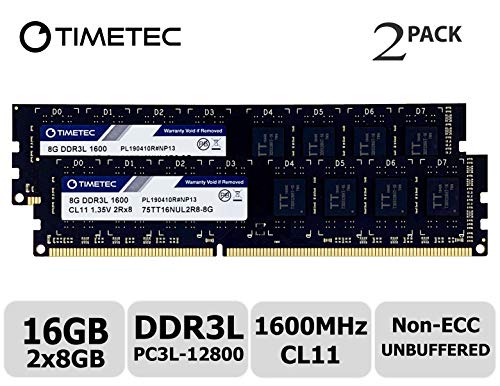 Timetec Hynix IC 16GB Kit (2x8GB) DDR3L 1600MHz PC3-12800 Unbuffered Non-ECC 1.35V CL11 2Rx8 Dual Rank 240 Pin UDIMM Desktop Memoria Modulo Upgrade (16GB Kit (2x8GB))