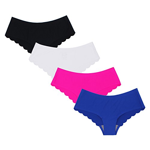 SHEKINI Mutandine Invisibile Stile Bikini sennza Cuciture di Colore Puro a Vita Bassa Mutande Slip Invisibili Bassa Lingerie Intimo da Donna Pacco da 4/6 (XL, B)