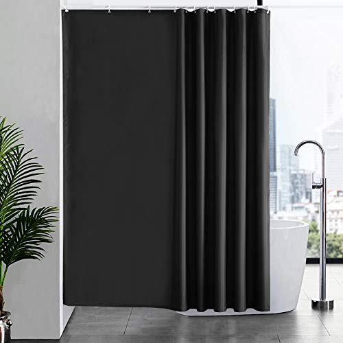 Furlinic Tenda Doccia Antimuffa Tessuto in Poliestere Grande Tende Doccia Impermeabile Lavabile Nero Tenda Vasca da Bagno con 12 Ganci 200x200cm.