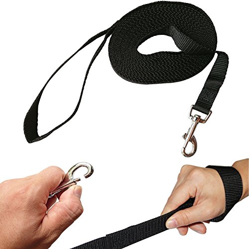 MINGZE Guinzaglio per Cani, guinzaglio da addestramento in Nylon, Corda per trazione per Cani, Cani Grandi, Medi e Piccoli, Ottimo per addestramento di Cani (6m*2.5cm, Nero)