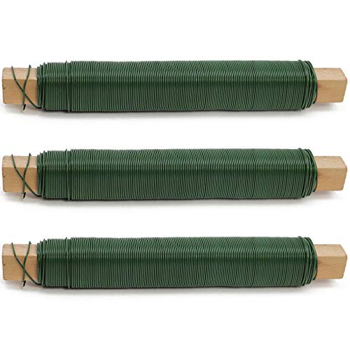 com-four® 3X Set di Fili per Avvolgere Fiori, Filo di Legatura Verde Avvolto su Un Bastoncino di Legno, Spessore 65 mm, 300 g