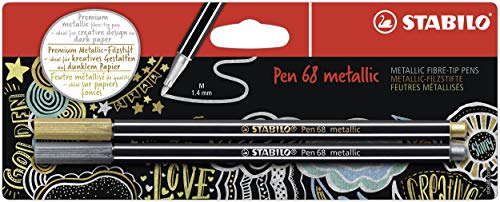 Pennarello Premium Metallizzato - STABILO Pen 68 metallic - Pack da 2 - Oro/Argento